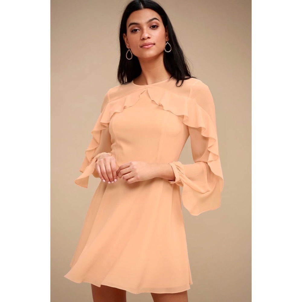 Lulus Doll-Like Ruffle Long Sleeve Skater Dress - Picture 2 of 10